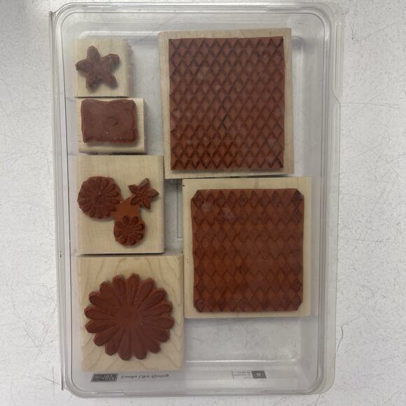 2006 Stampin-Up Rubber Stamp Kit, Looks Like Spring, 6 Stamps Floral Wood - Picture 2 of 8